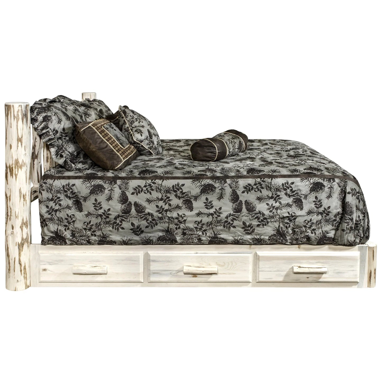 Montana Woodworks Collection King Platform Bed with Storage, Clear Lacquer Finish