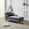 60.6" Velvet Chaise Lounge with Storage, Small Sofa Trimmed with Solid Metal Legs with 1 Pillow, Pink