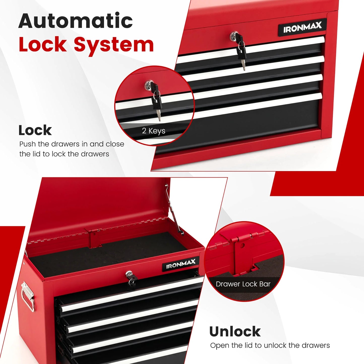 Gymax 6-Drawer Rolling Tool Chest Lockable Tool Box and Storage Cabinet Garage Workshop