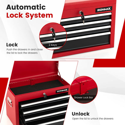 Gymax 6-Drawer Rolling Tool Chest Lockable Tool Box and Storage Cabinet Garage Workshop