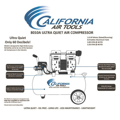 California Air Tools 8010A Ultra Quiet, Oil-Free Powerful Air Compressor