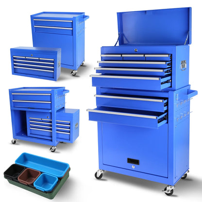 Roller Tool Chest with 8-Drawer and Wheels,Tool Box Organizer for Workshop Mechanics Garage ,Detachable Large Tool Cabinet ,Storage Organizer for Workshop Garage Repair Shop Household,Blue
