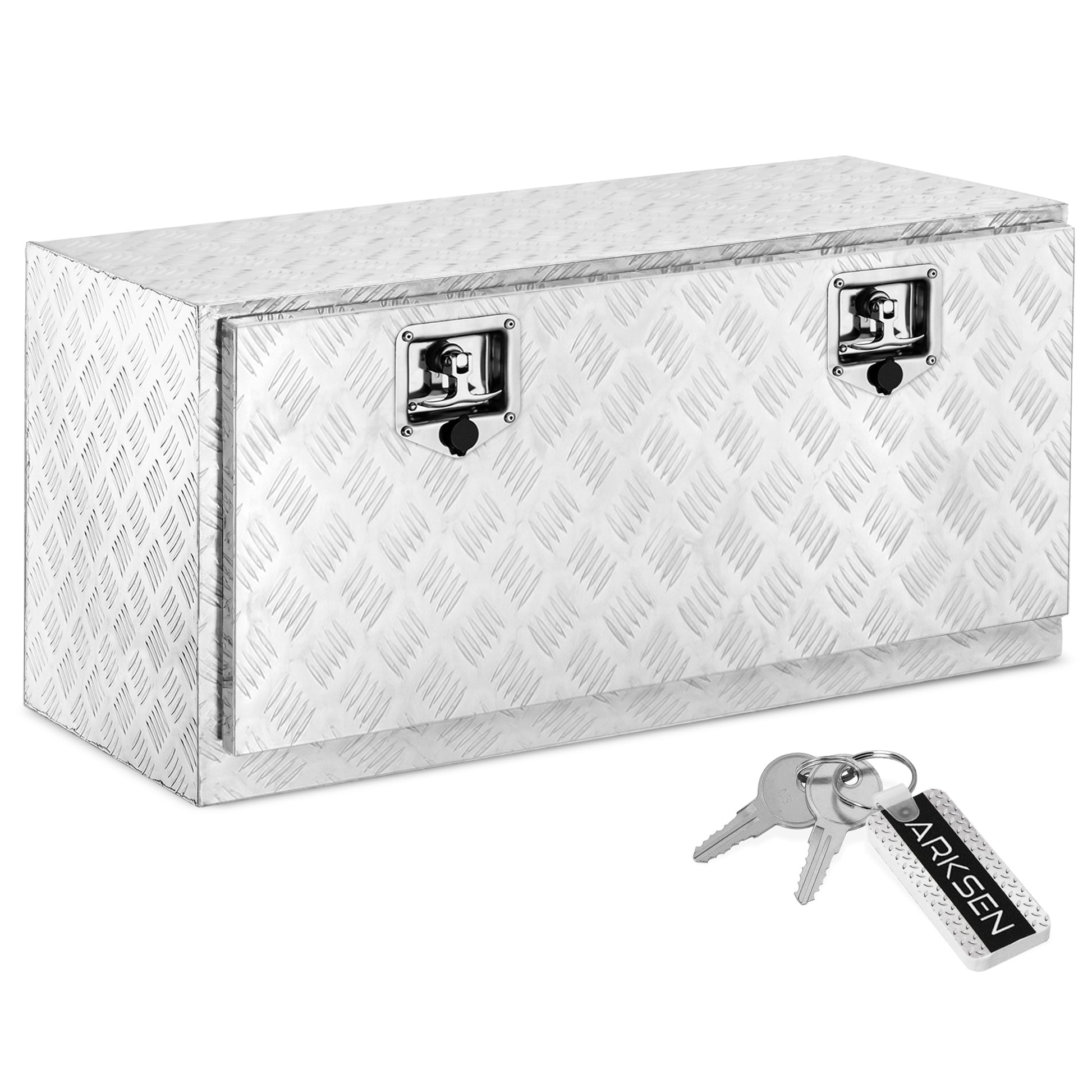 ARKSEN 30" Aluminum Truck Underbody ToolBox w/T-Handle Latch Durable Pickup Trailer Storage Organizer Tool Box Key Lock, Silver