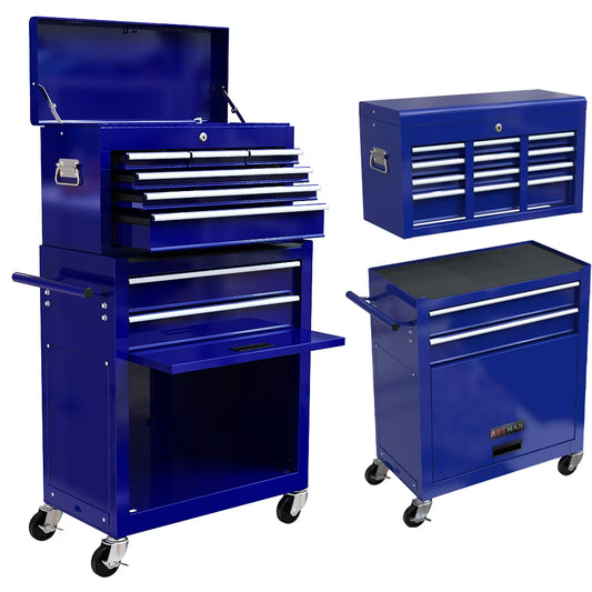 WLVOS Rolling Tool Chest with Lock, Removable Storage Cabinet, 8-Drawer, Blue