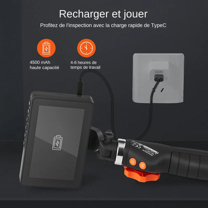 VEVOR Flexible Borescope Camera, Dual-Articulation Endoscope with 6.4mm Slim Lens, 5-inch IPS HD Display, 8X Magnification, 8 LED Illumination Snake Camera for Car Maintenance, Plumbing