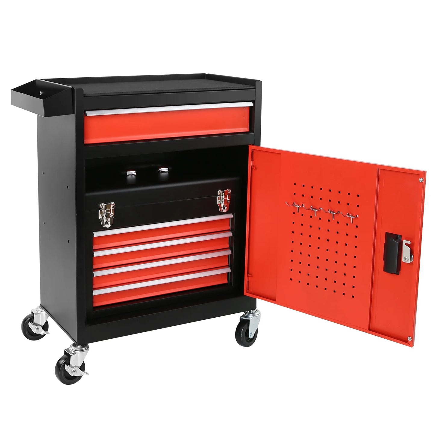 BTMWAY 7-Drawer Rolling Tool Storage Cabinet with Wheels Multifunctional Tool Cart Mechanic Tool Storage Cabinet for Garage, Workshop, Barbershop,red