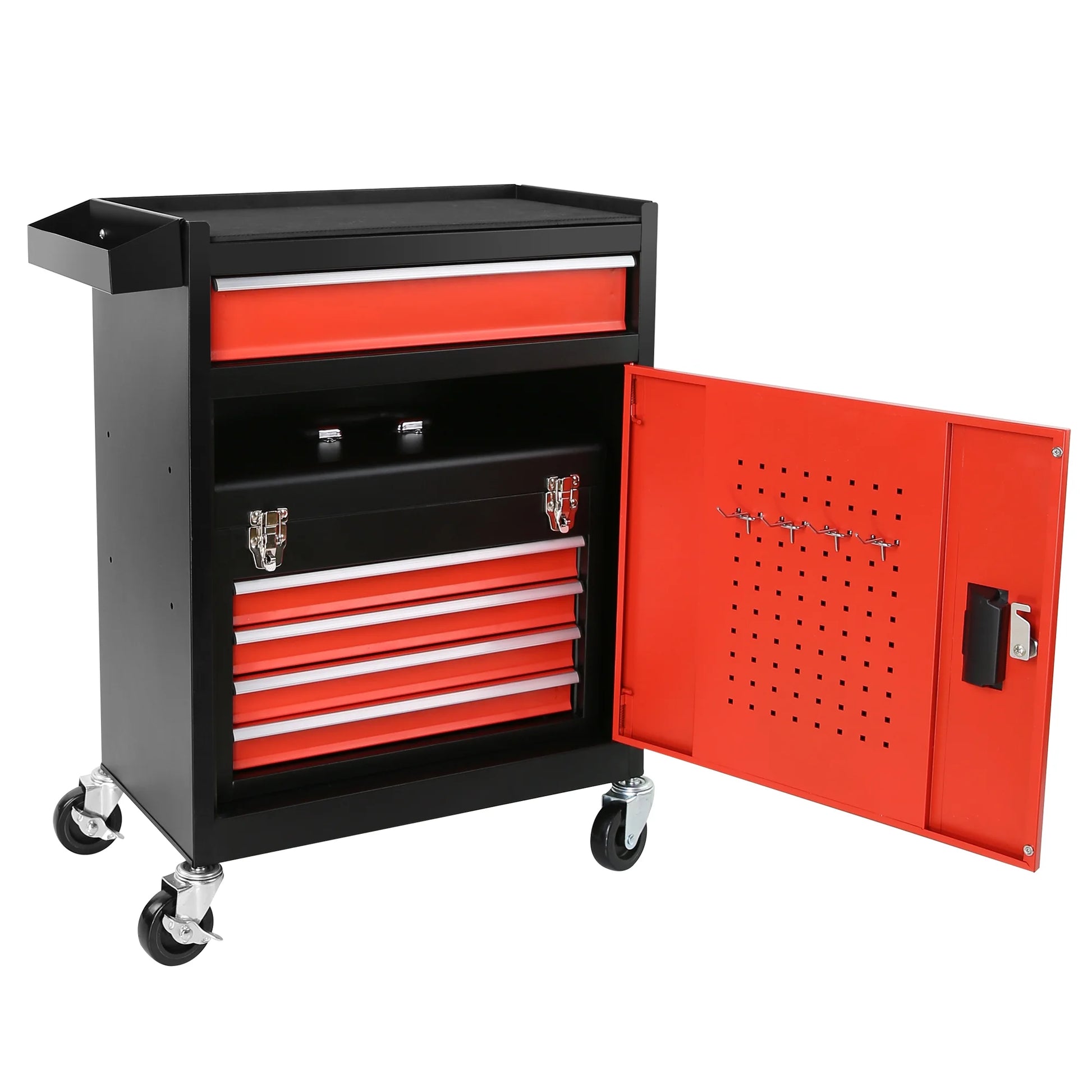 BTMWAY 7-Drawer Rolling Tool Storage Cabinet with Wheels Multifunctional Tool Cart Mechanic Tool Storage Cabinet for Garage, Workshop, Barbershop,red