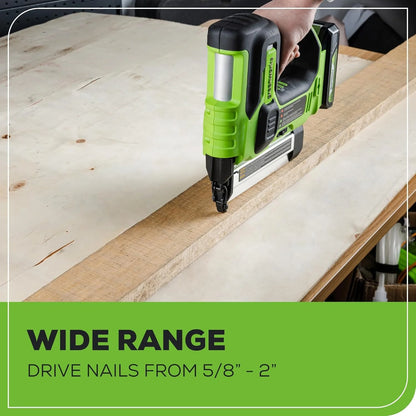 Greenworks 24V 18GA Brushless Brad Nailer, Cordless Staple Gun, Tool Only