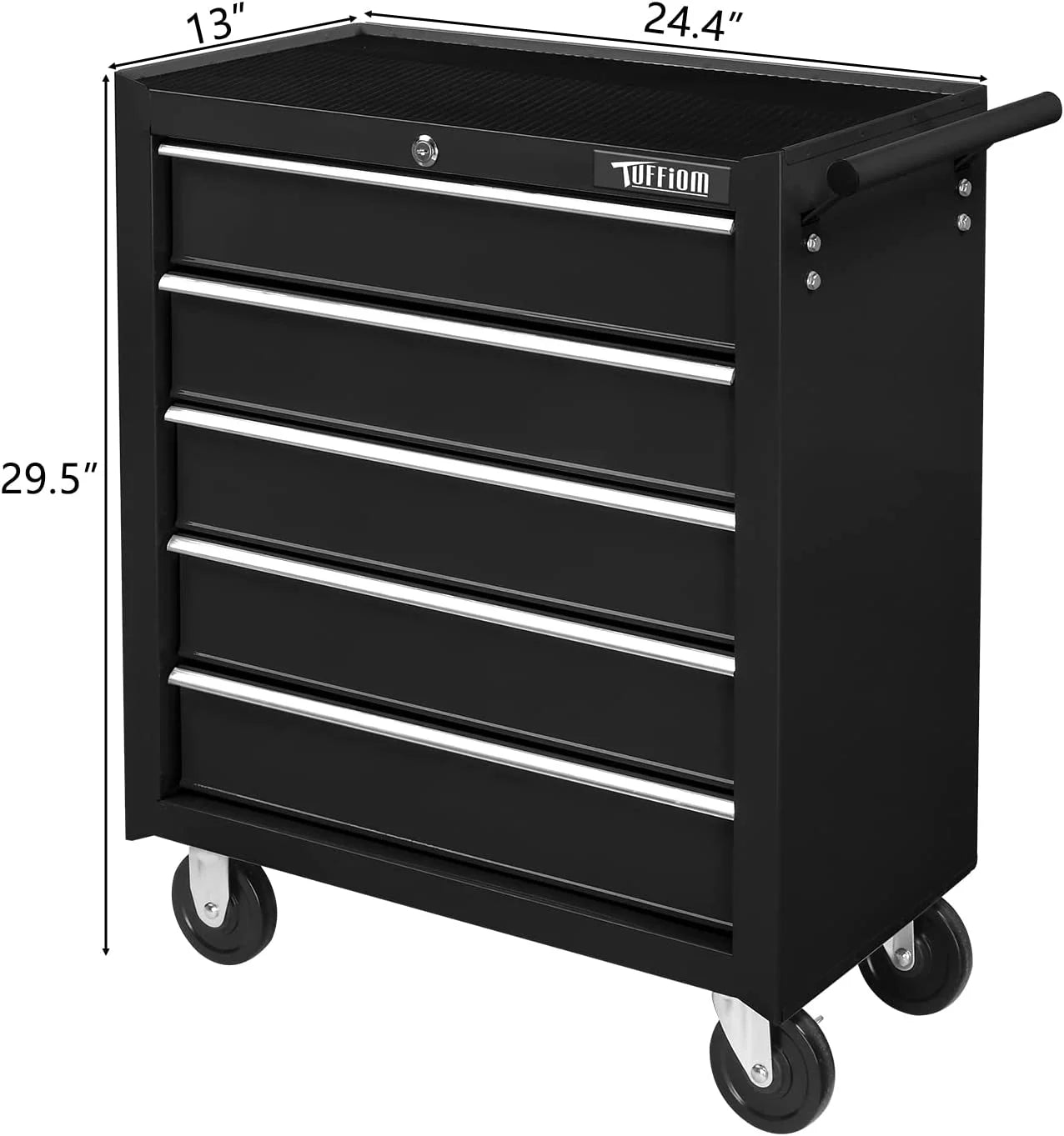 TUFFIOM 5-Drawer Rolling Tool Chest with Lock & Key, Tool Storage Organizer Box Cabinet with Wheels