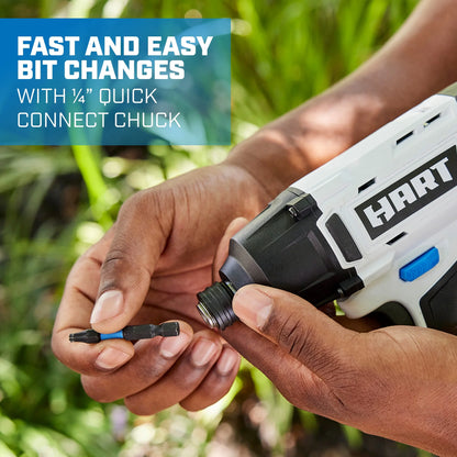 HART 20-Volt Cordless Impact Driver Kit, (1) 1.5Ah Lithium-Ion Battery, Hex Chuck, Gen 2