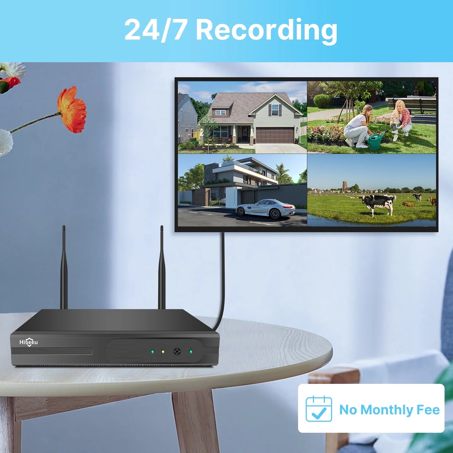Hiseeu 5MP Security Camera System with 1TB Hard Drive, Outdoor Security Camera Wireless Wifi with Two-Way Audio,Human Detection, Home Security Cameras System