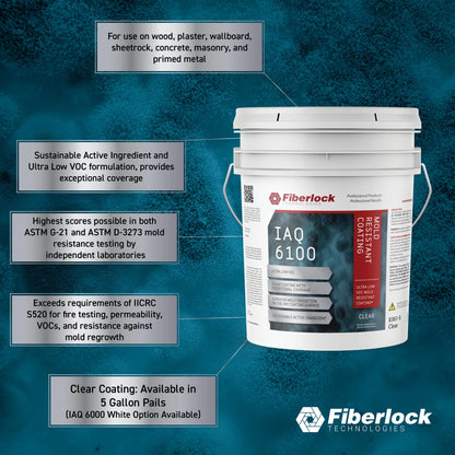 Fiberlock IAQ 6000HD Heavy Duty Mold Resistant Coating, White, 5 Gallon