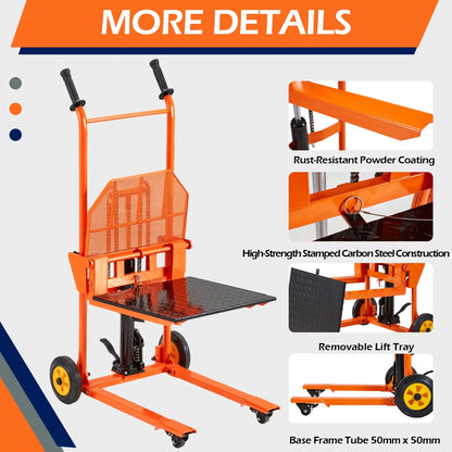 AECOJOY Hydraulic Material Lift Pallet Truck 500 Lbs,Lift Table Cart,32" Max Lift Height Pallet Truck Jack with Lockable Swivel Casters - Ideal for Warehouse, Workshop and Garage Use