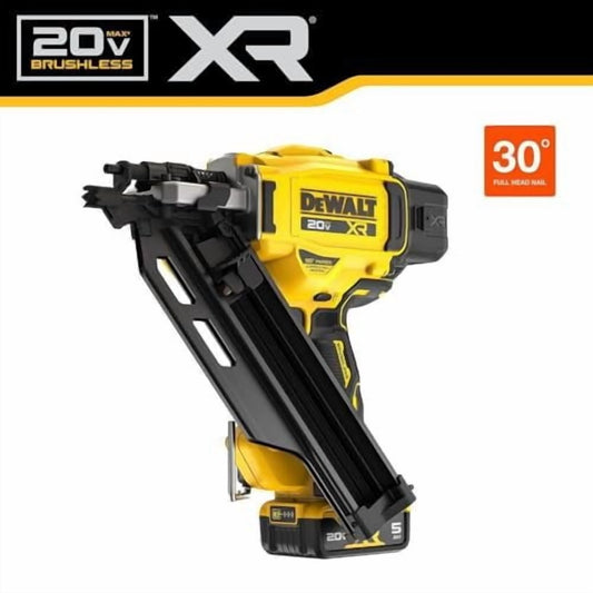 Dewalt DCN930P1 20V MAX Brushless Lithium-Ion 30-Degree Cordless Paper Tape Framing Nailer Kit 5 Ah