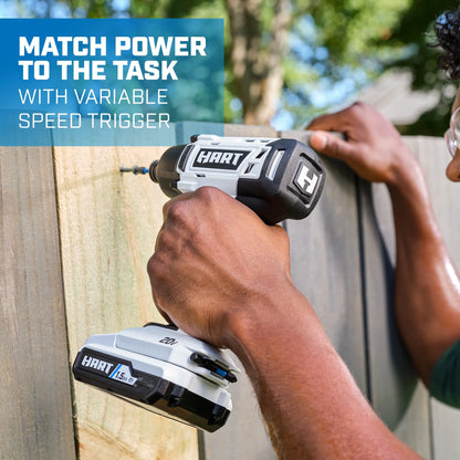 HART 20-Volt Cordless Impact Driver Kit, (1) 1.5Ah Lithium-Ion Battery, Hex Chuck, Gen 2