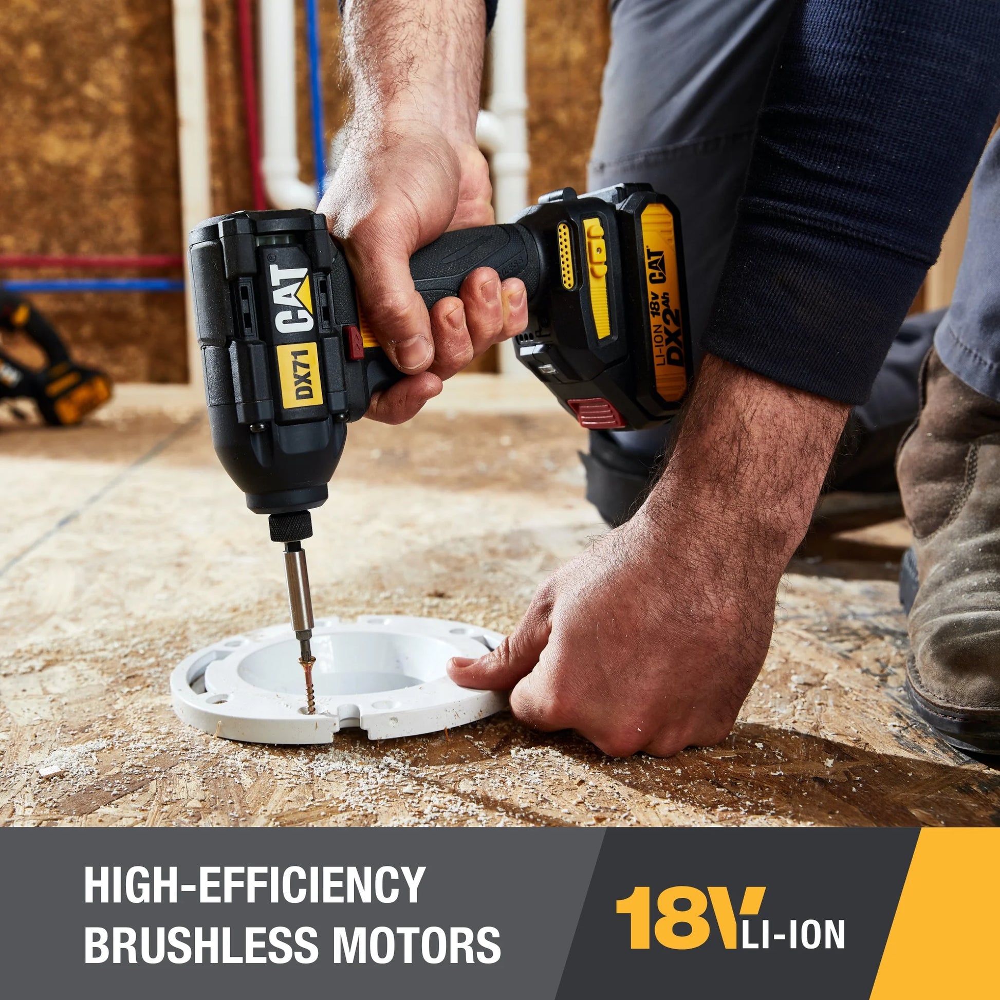 Caterpillar Cat DX12K 18V Cordless Hammer Drill & Impact Driver Combo Kit with 2 Batteries