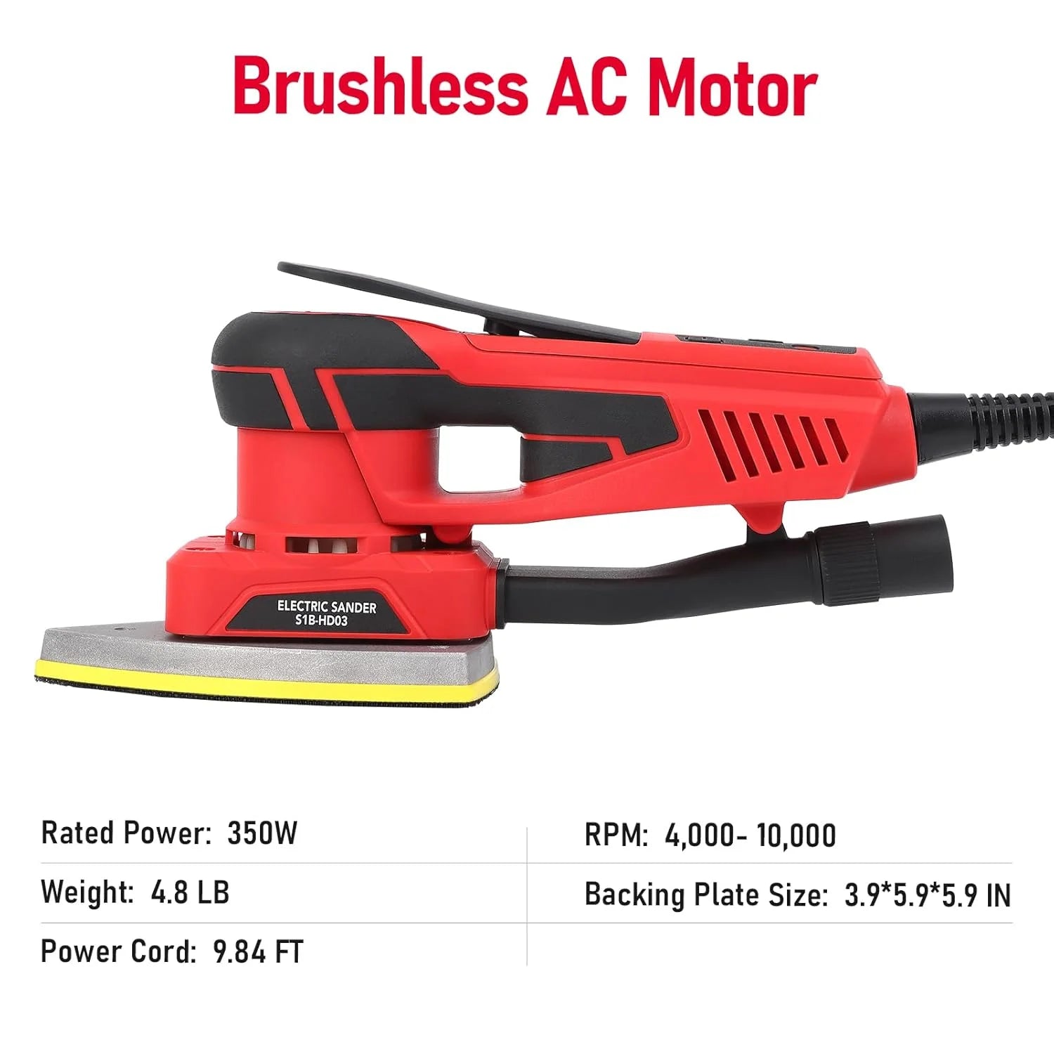 Towallmark Electric Detail Sander with 12 Sanding Paper, 350W Brushless Motor Mouse Sander, Powerful & Low Vibration, 10000 RPM, For Wood Working, Polishing, Carpentry
