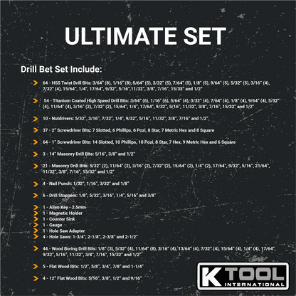 K Tool 10330 326-Piece Drill Bit/Accessory Set, Portable, Versatile Use