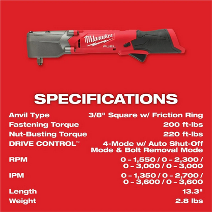 Milwaukee 2564-20 M12 FUEL 3/8" Right Angle Impact Wrench (Tool Only)
