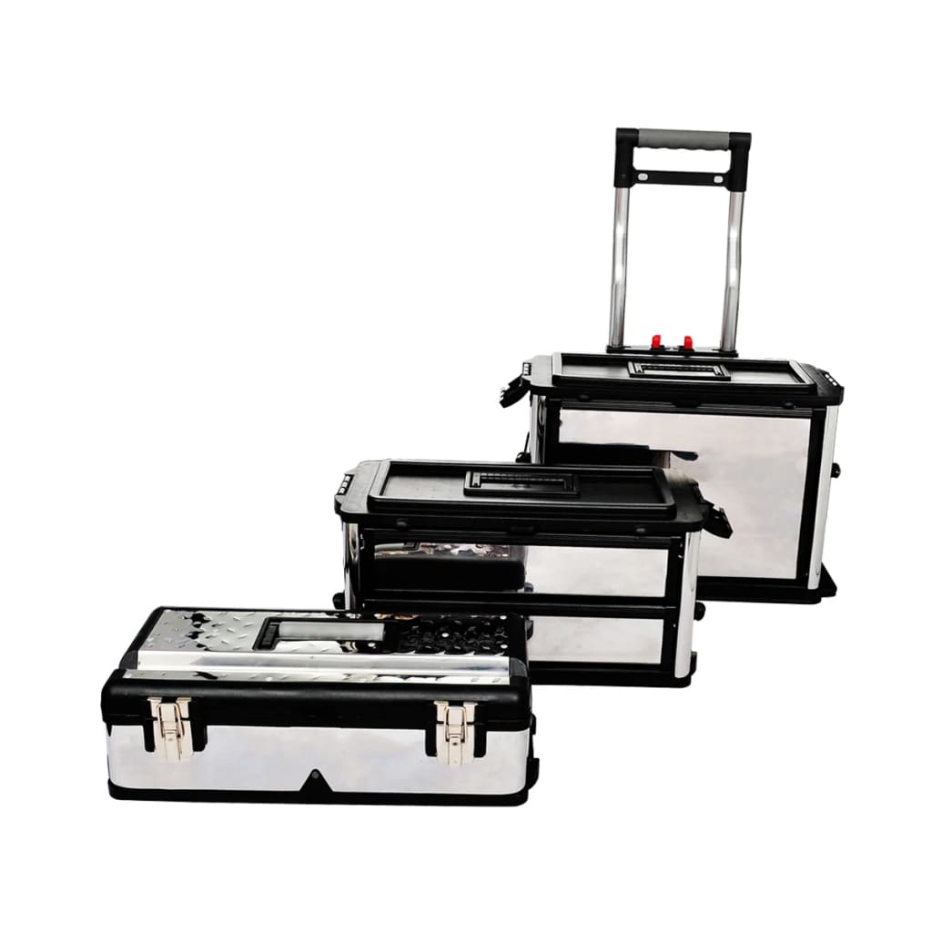 vidaXL 22.2" Stainless Steel Rolling Tool Boxes and Organizers with 2 Wheels Multicolor