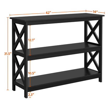 Easyfashion 3 Tier X-Design Console Table with Storage Shelves, Multiple Colors