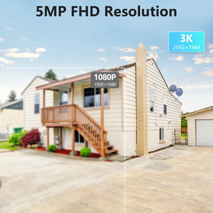 {Full HD 5MP} Outdoor Wired Security Camera System with Night Vision, No Hard Drive