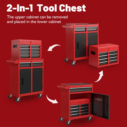 DUOSONG Rolling Tool Chest With 7-Drawer Tool Box With Wheels Multifunctional Tool Cart Mechanic Tool Storage Cabinet For Garage, Warehouse, Workshop, Repair Shop Tools & Tool Organizers Tool Cabinets