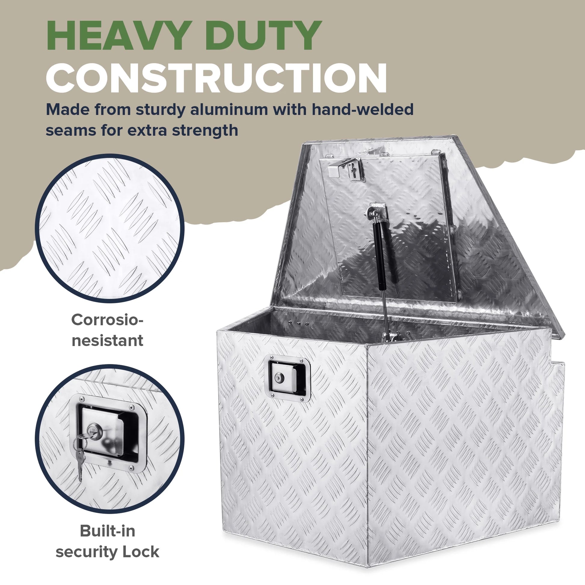 ARKSEN 33" Trailer Truck Pickup Aluminum Tongue Storage Tool Box, Silver