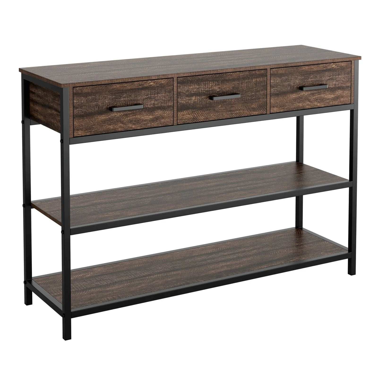 Homfa Console Table with Drawers, 43.3'' Hallway Entryway Table with 3 Tier Storage, Sofa Table for Living Room, Espresso