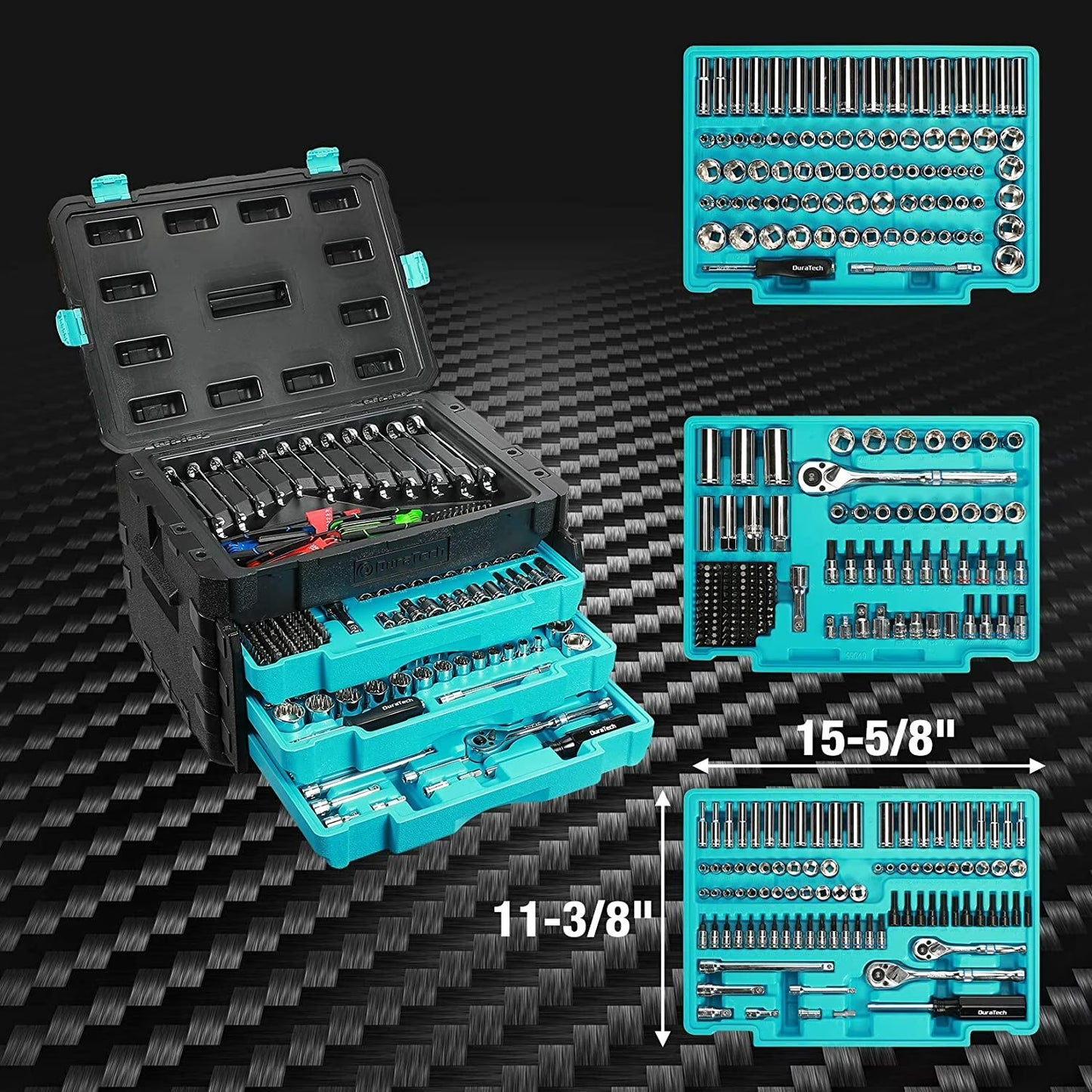 DURATECH 497 Piece Mechanics Tool Set SAE/Metric Ratchet And Wrench Sockets Set