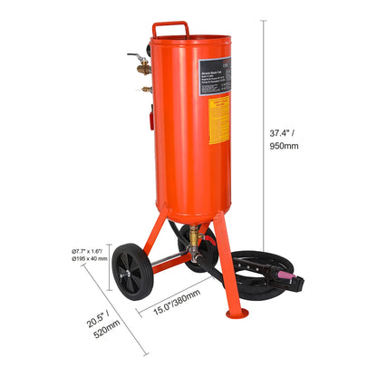 SKYSHALO 10 Gallon Durable Sand Blaster, 60-110 PSI Pressure Sandblaster, Mobile Abrasive Blasting Unit, Air Sand Blaster Kit with 2 Ceramic Nozzles & 7.5ft Hose for Removing Stain, Rust, Paint