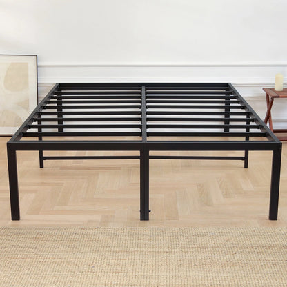 Lusimo Queen Bed Frame Heavy Duty Anti-Slip Support Metal Platform Bed Frame Queen Size with 16" Large Under Bed Storage Space Easy Lock Assembly