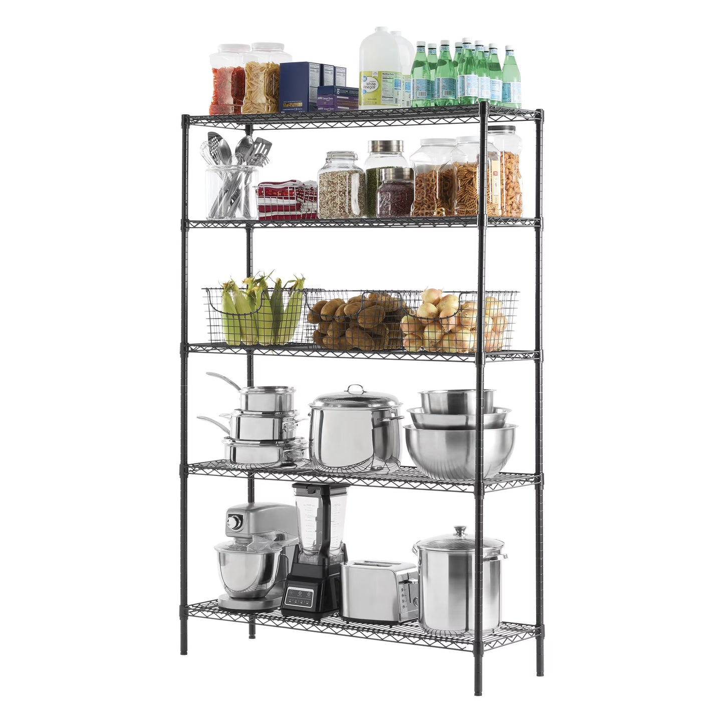 Hyper Tough 5-Tier Multipurpose Wire Shelving Rack, Chrome Color, 3000lbs Load Capacity