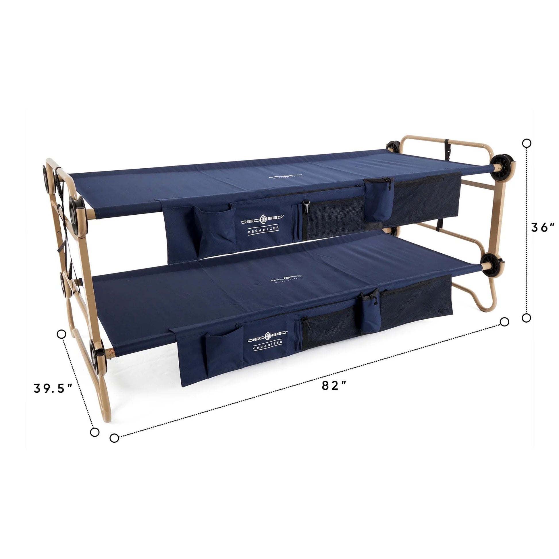 Disc-O-Bed XL Cam-O-Bunk Benchable Double Cot with Storage Organizers, Navy