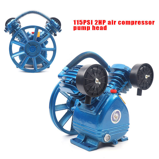 2 Piston Air Compressor Head Pump V Style Twin Cylinder Single Stage 2-HP 115PSI