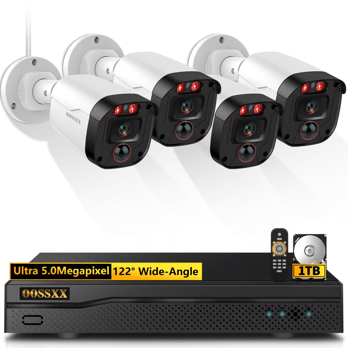 {Full HD 5MP} Outdoor Wired Security Camera System with Night Vision, No Hard Drive