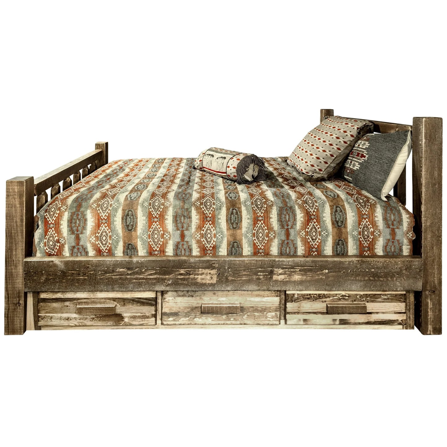 Homestead Collection California King Bed w/Storage, Stain & Lacquer Finish