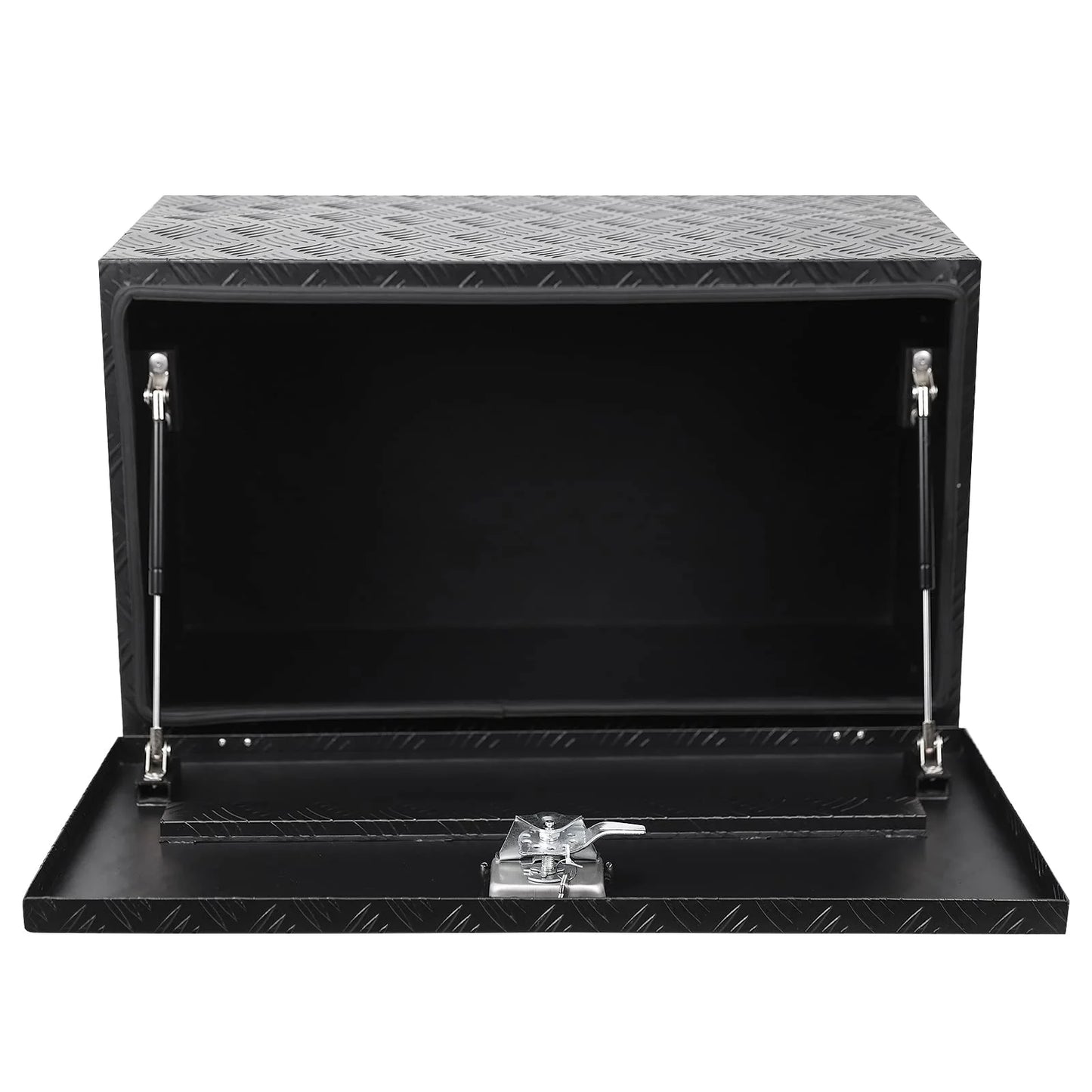 TROPOW 24-Inch Aluminum Diamond Plate Tool Chest - Lockable Underbody Storage Box for Trucks, RVs, and Trailers