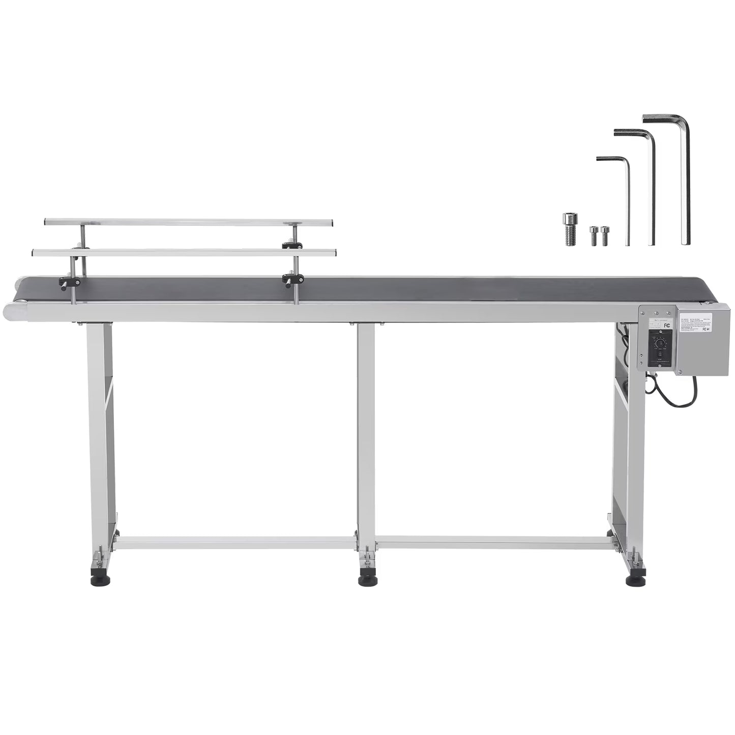 KFFKFF 71"x7.8" Belt Conveyor PVC Belt Conveyor Stainless Steel Double Guardrail