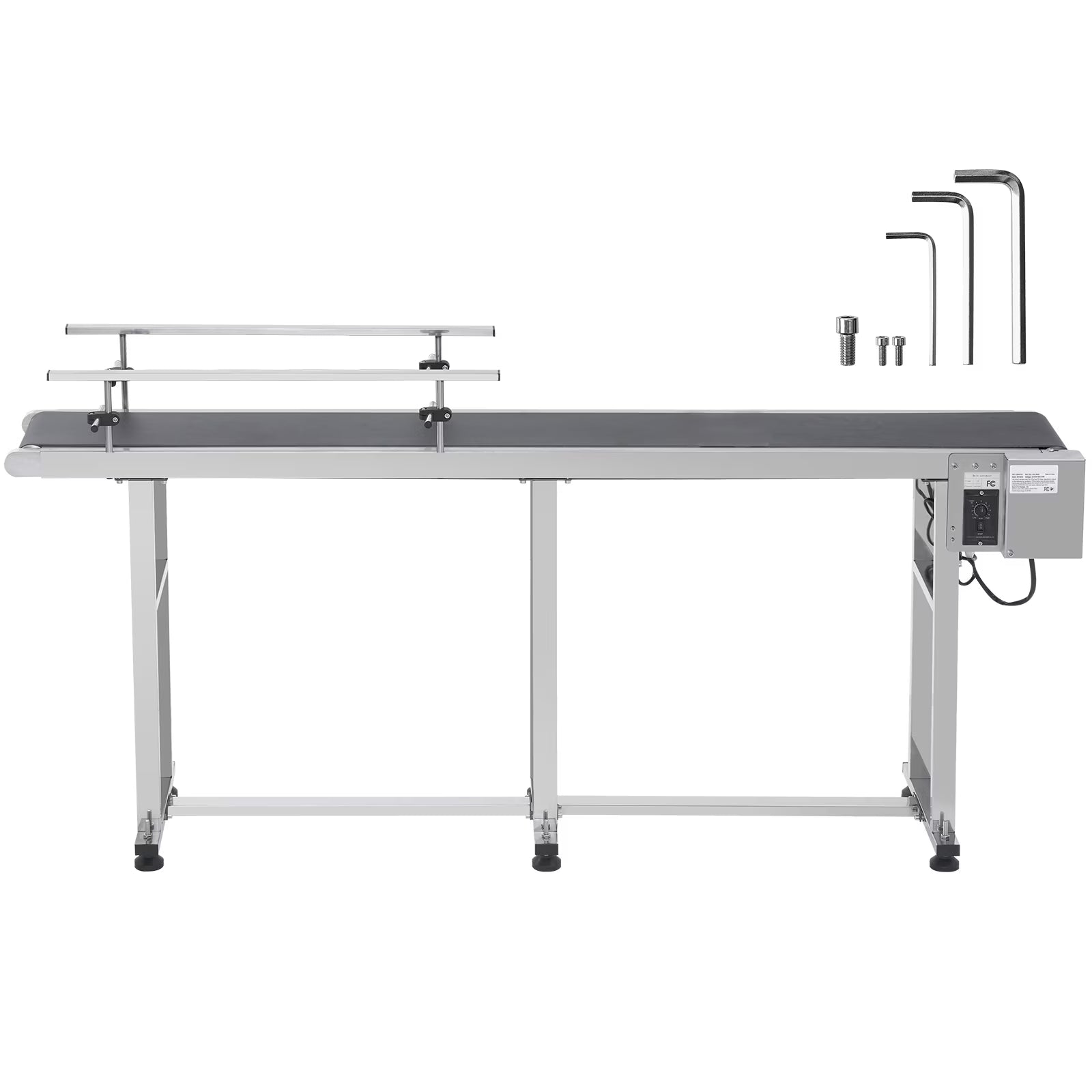 KFFKFF 71"x7.8" Belt Conveyor PVC Belt Conveyor Stainless Steel Double Guardrail