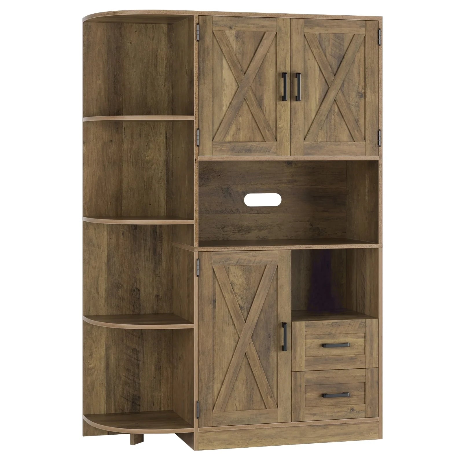 Homfa Large Kitchen Pantry Buffet, Freestanding Storage Cabinet with Adjustable Shelves for Dining Room, Rustic Brown
