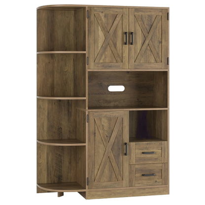 Homfa Large Kitchen Pantry Buffet, Freestanding Storage Cabinet with Adjustable Shelves for Dining Room, Rustic Brown
