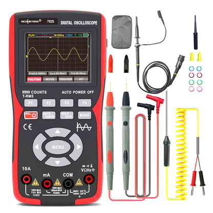 Oscilloscope Multimeter Handheld LCD Digital Multimeter & Oscillometer 2-in-1 Universal Meter Scope Meter 9999 Counts 10MHz 48MSa/s Single Channel Measuring AC/DC Voltage & Current Resistance