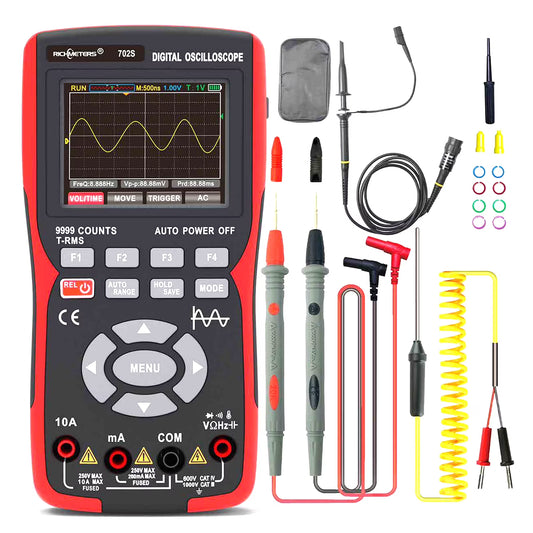 Oscilloscope Multimeter Handheld LCD Digital Multimeter & Oscillometer 2-in-1 Universal Meter Scope Meter 9999 Counts 10MHz 48MSa/s Single Channel Measuring AC/DC Voltage & Current Resistance