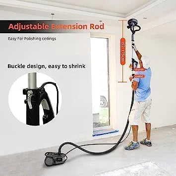Danolapsi Drywall Sander,750W Electric Drywall Sander 7 Variable Speed 900-1800 RPM Sander with LED Light,Extendable Handle,Dust Hose,14 Pcs Sanding discs,Storage Bag