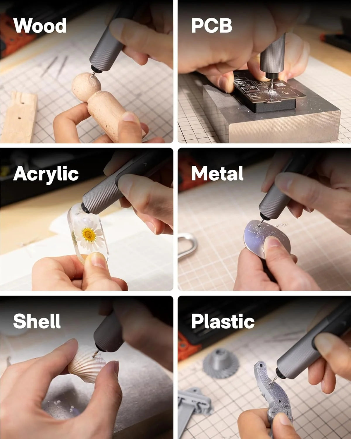 HOTO SNAPBLOQ D-A03 Electric Mini Drill Pen with 20 Bits, Brushless Motor, 3-Speed USB-C Rechargeable Electric Hand Drill, LED Light, Resin Drill Set for Jewelry Making,PCB, Wood, Plastic, DIY