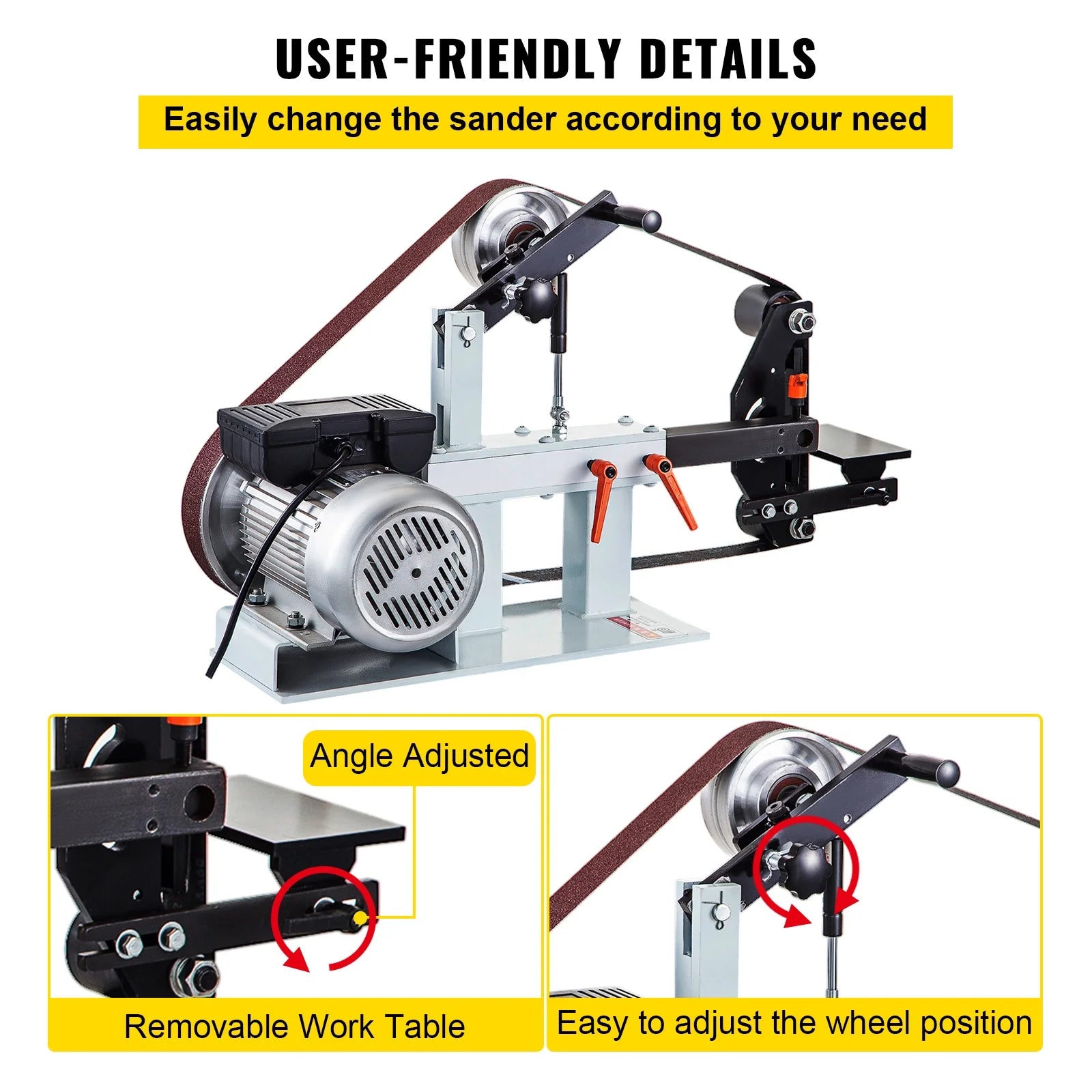 KFFKFF 2" x 82" Belt Grinder, 2HP 1500W, Versatile 3-in-1 Constant Speed Sander, 110V Bench Sander with 12" Wheel, Flat Platen Tool Rest, Ideal for Knife Crafting