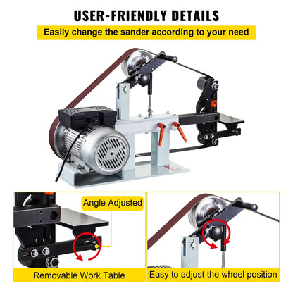 KFFKFF 2" x 82" Belt Grinder, 2HP 1500W, Versatile 3-in-1 Constant Speed Sander, 110V Bench Sander with 12" Wheel, Flat Platen Tool Rest, Ideal for Knife Crafting