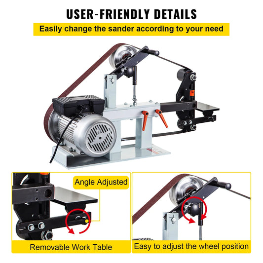 KFFKFF 2" x 82" Belt Grinder, 2HP 1500W, Versatile 3-in-1 Constant Speed Sander, 110V Bench Sander with 12" Wheel, Flat Platen Tool Rest, Ideal for Knife Crafting