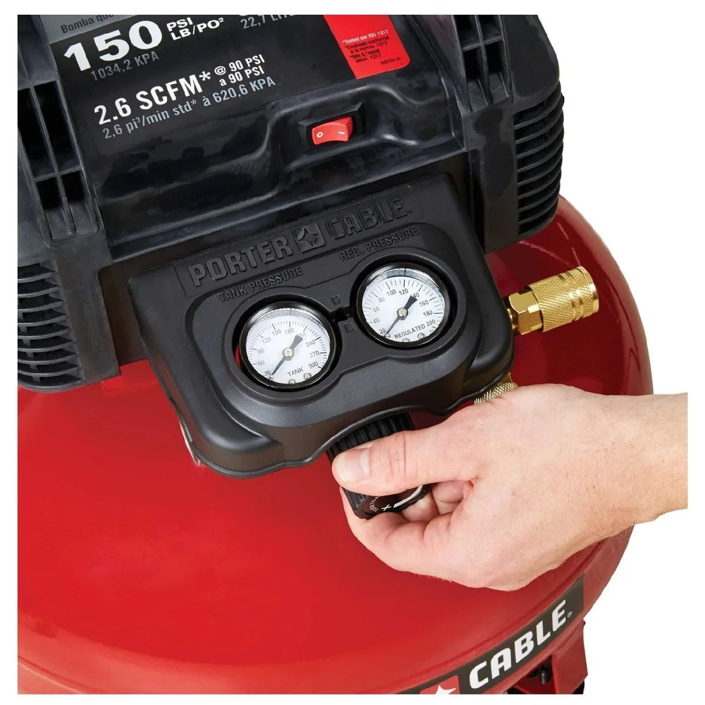 Porter-Cable C2002-ECOM 0.8 HP Oil-Free Pancake Air Compressor 6 gal